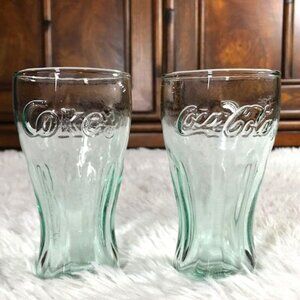 NWOT Set of 2 Vintage Coca-Cola Georgia Green Glass Miniature Fountain Glasses